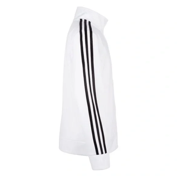 Boys Adidas White & Black Stripe-Accent Logo Zip-Up Track Jacket, Sz. XL 18/20 - Picture 4 of 8